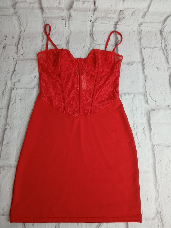 SHEIN Other - SHEIN Red Lace Bustier Slip Dress